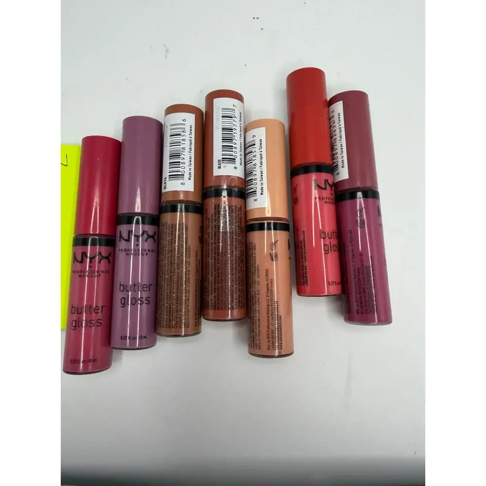 NYX Butter Gloss Lip Gloss Lot of 7 Assorted Shades Marshmallow Sorbet NEW